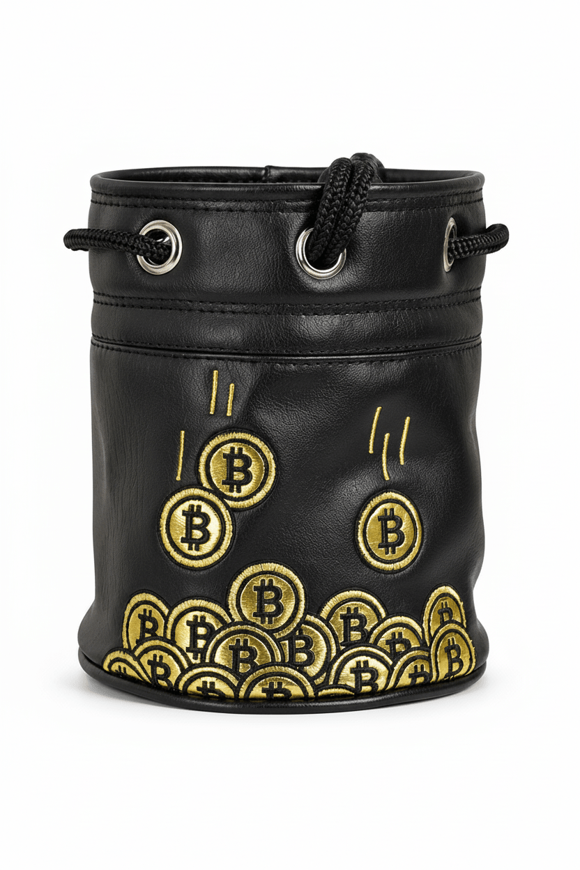Bitcoin Valuables Barrel Pouch | Golf Bag Coin & Valuables Stash Bag