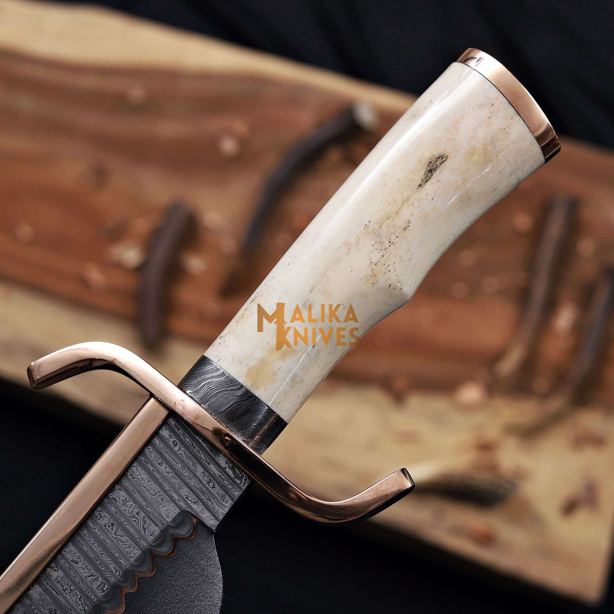 Copper Damascus Alamo Musso Bowie Knife