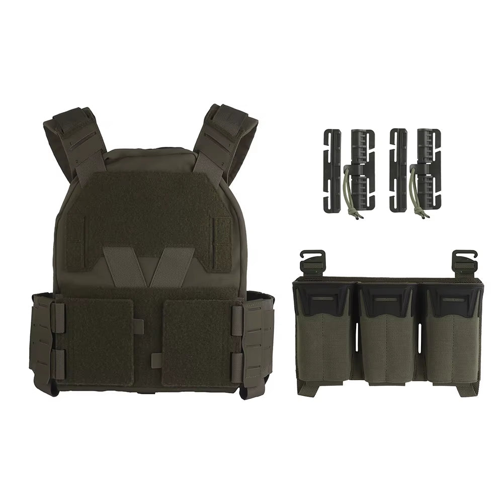 Camo Sub-Zero Style Plate Carrier Airsoft Hunting Tactical Vest with Multicaliber 9MM 6Pcs Long Mag/5.56 Triple Magazine Pouch