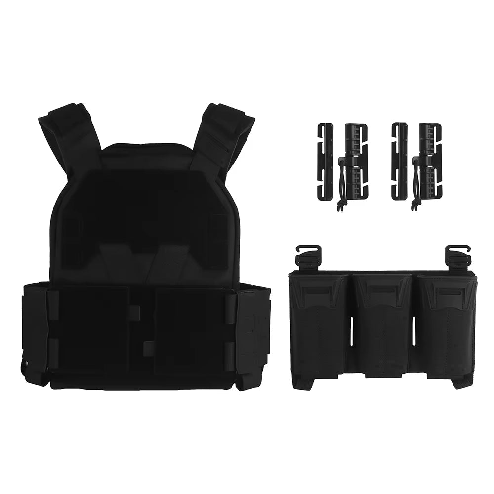 Camo Sub-Zero Style Plate Carrier Airsoft Hunting Tactical Vest with Multicaliber 9MM 6Pcs Long Mag/5.56 Triple Magazine Pouch