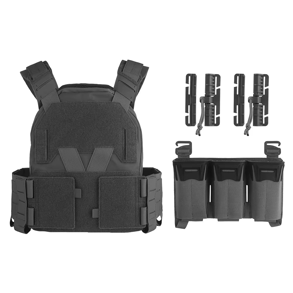Camo Sub-Zero Style Plate Carrier Airsoft Hunting Tactical Vest with Multicaliber 9MM 6Pcs Long Mag/5.56 Triple Magazine Pouch