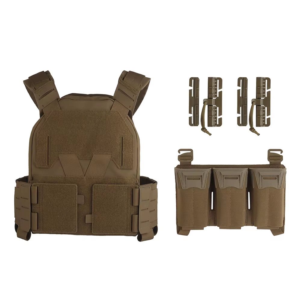 Camo Sub-Zero Style Plate Carrier Airsoft Hunting Tactical Vest with Multicaliber 9MM 6Pcs Long Mag/5.56 Triple Magazine Pouch