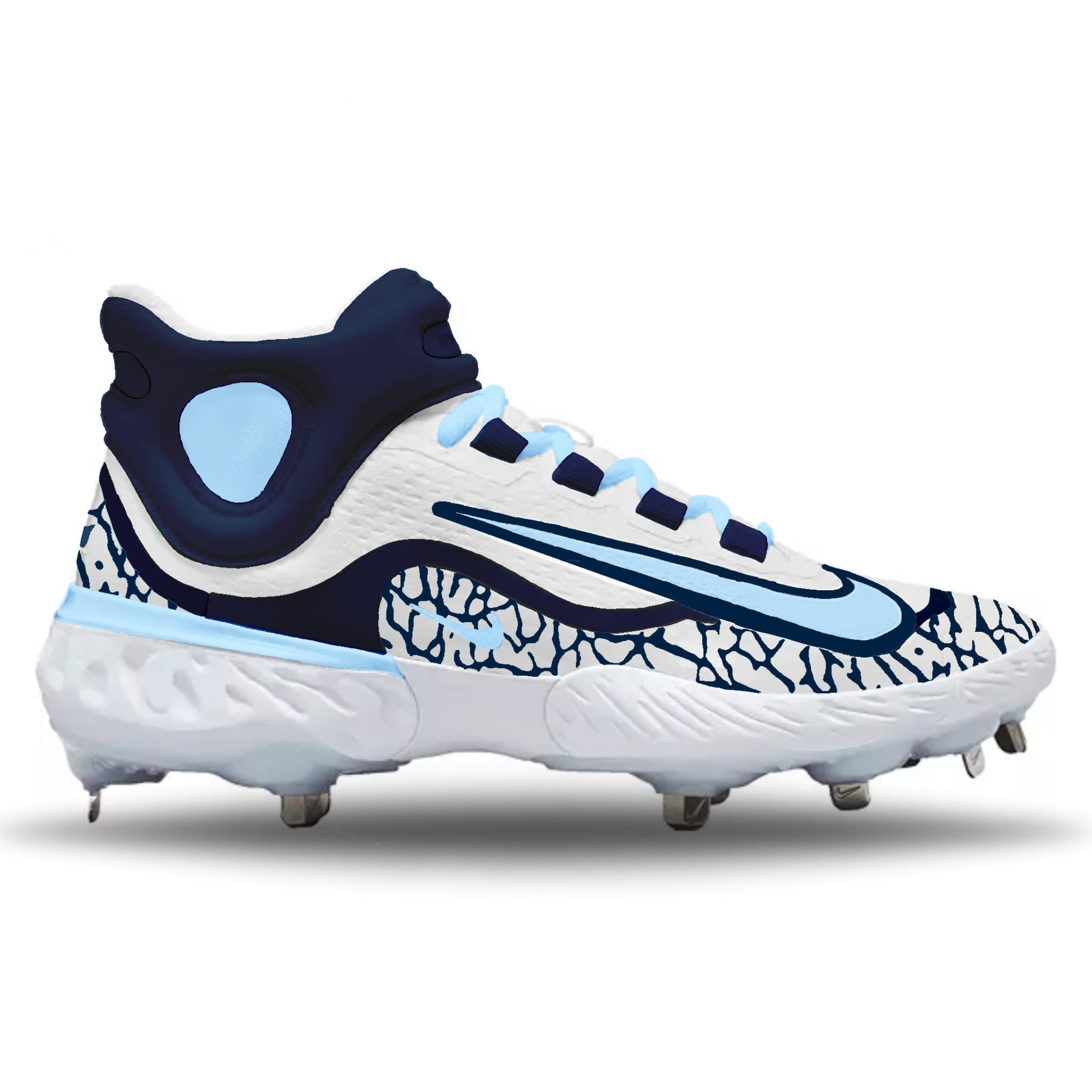 "Carolina" Nike Alpha Huarache Elite 4 Mid Cleats