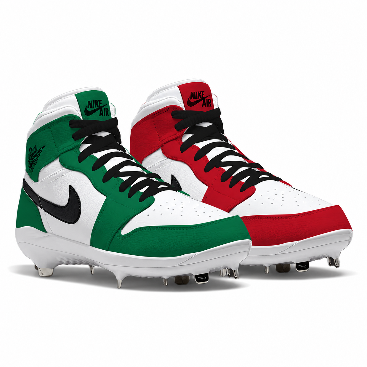 "Christmas Mismatch" Jordan 1 Retro Cleats
