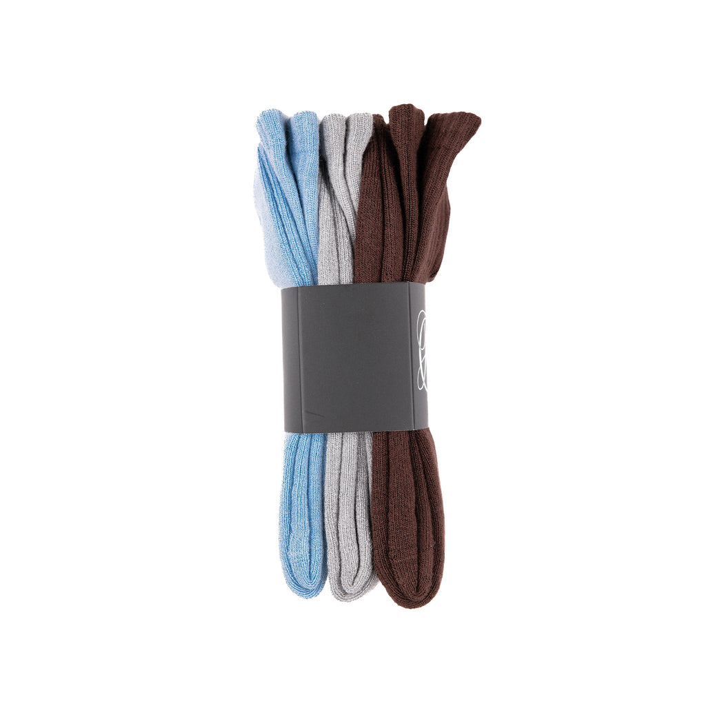 Common Hype Tonal Embroidered Sock Brown, Grey, Blue (3-Pack)