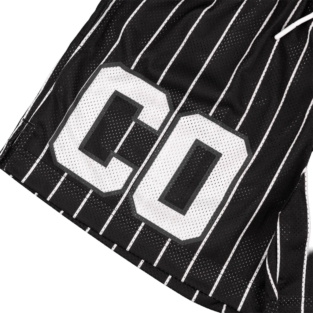 Common Hype Split Pinstripe Mesh Short Jet Black