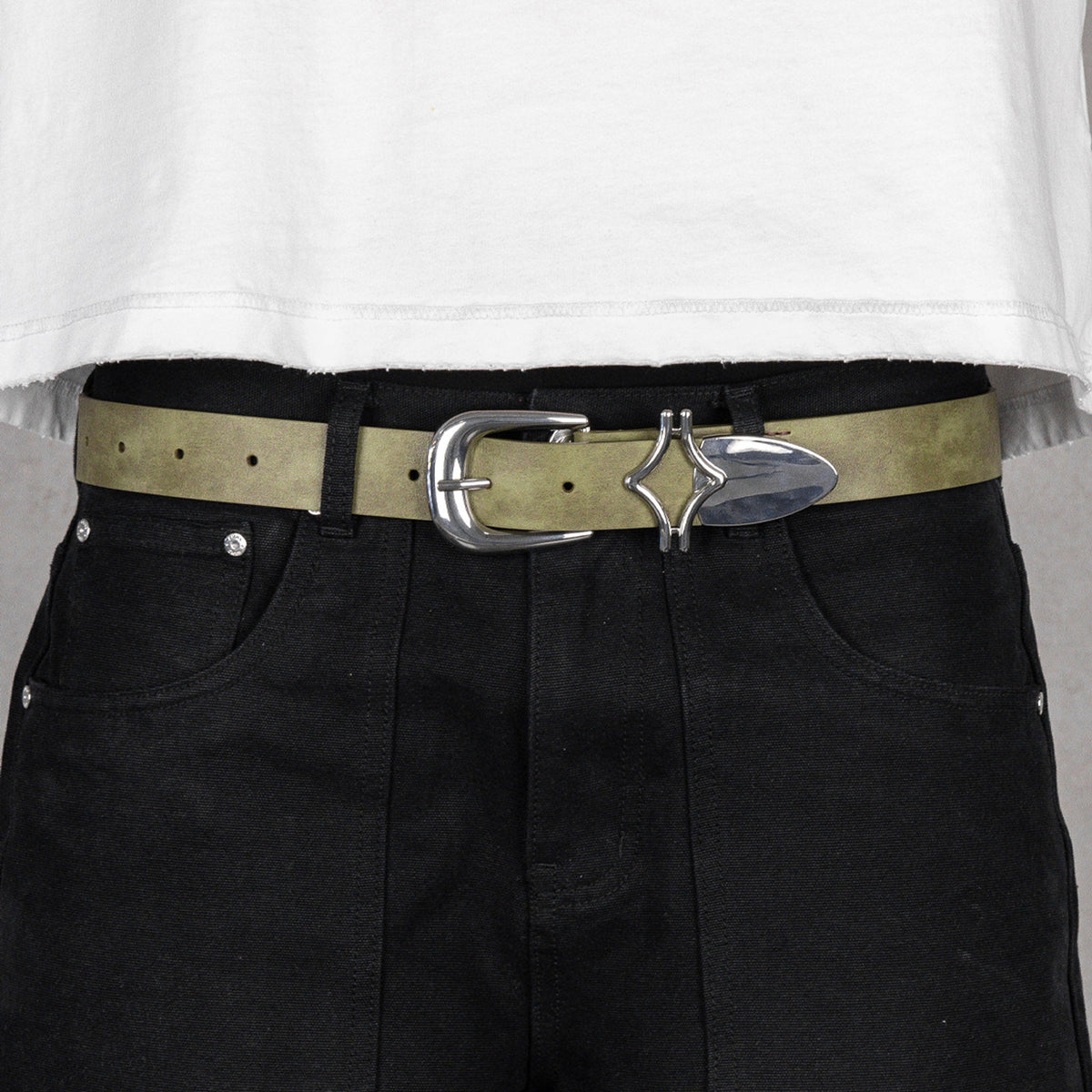 Commons Studios Outlaw Leather Belt Moss
