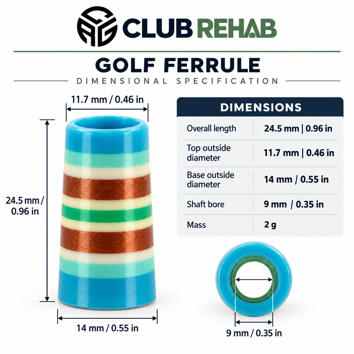 Color Pop Ferrules | 10-Pack Golf Club Shaft Ferrules