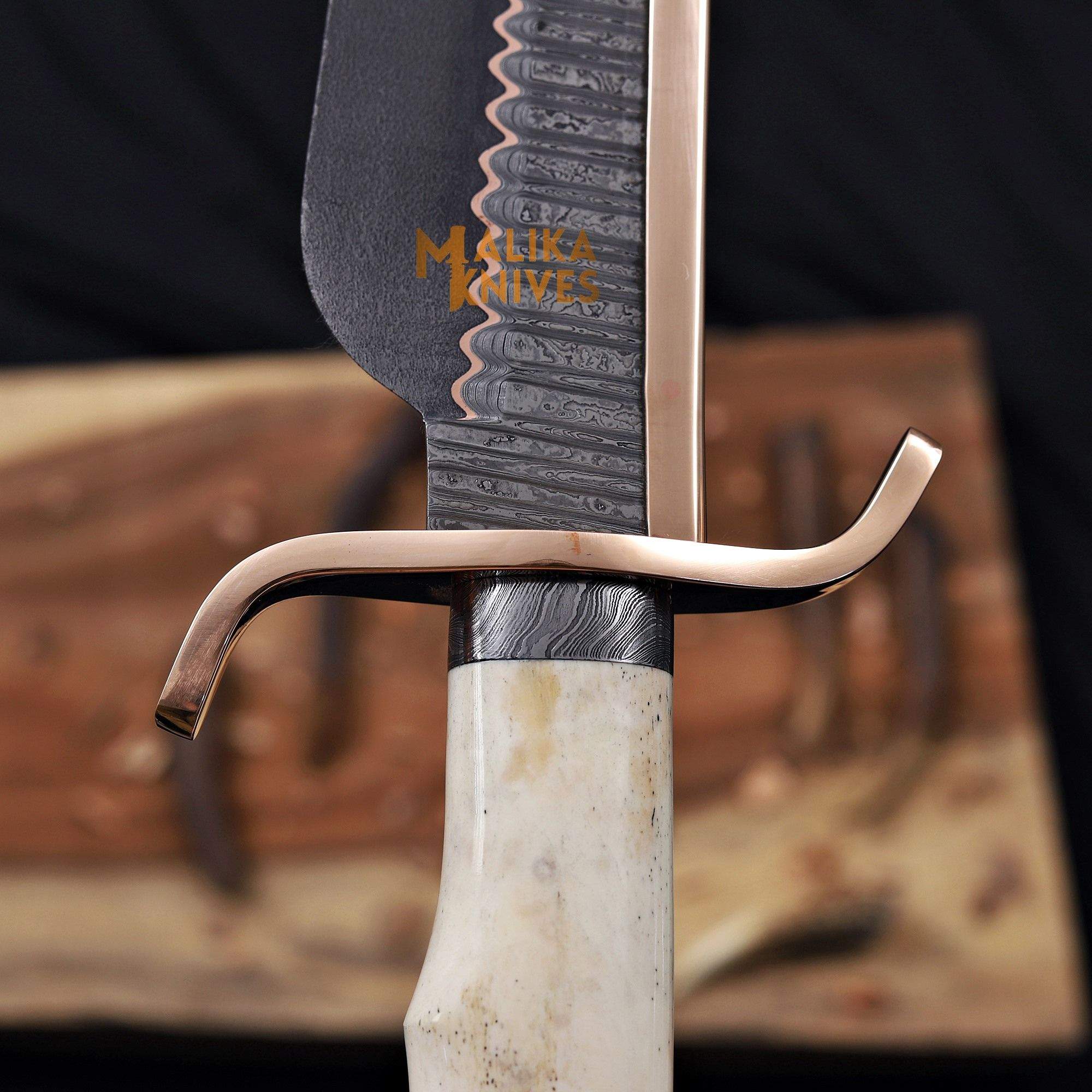 Copper Damascus Alamo Musso Bowie Knife