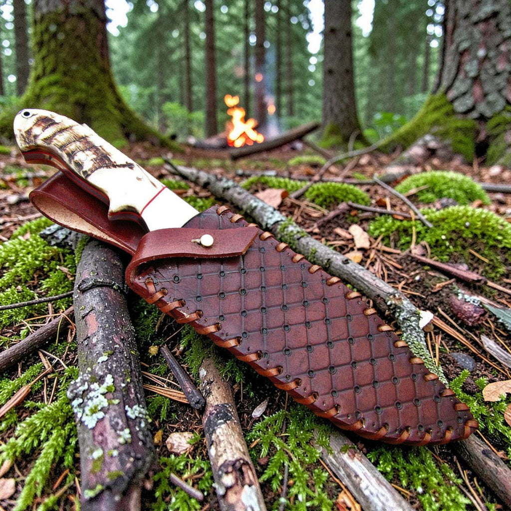 D2 Gut Hook Hunting Knife Ram Horn Handle