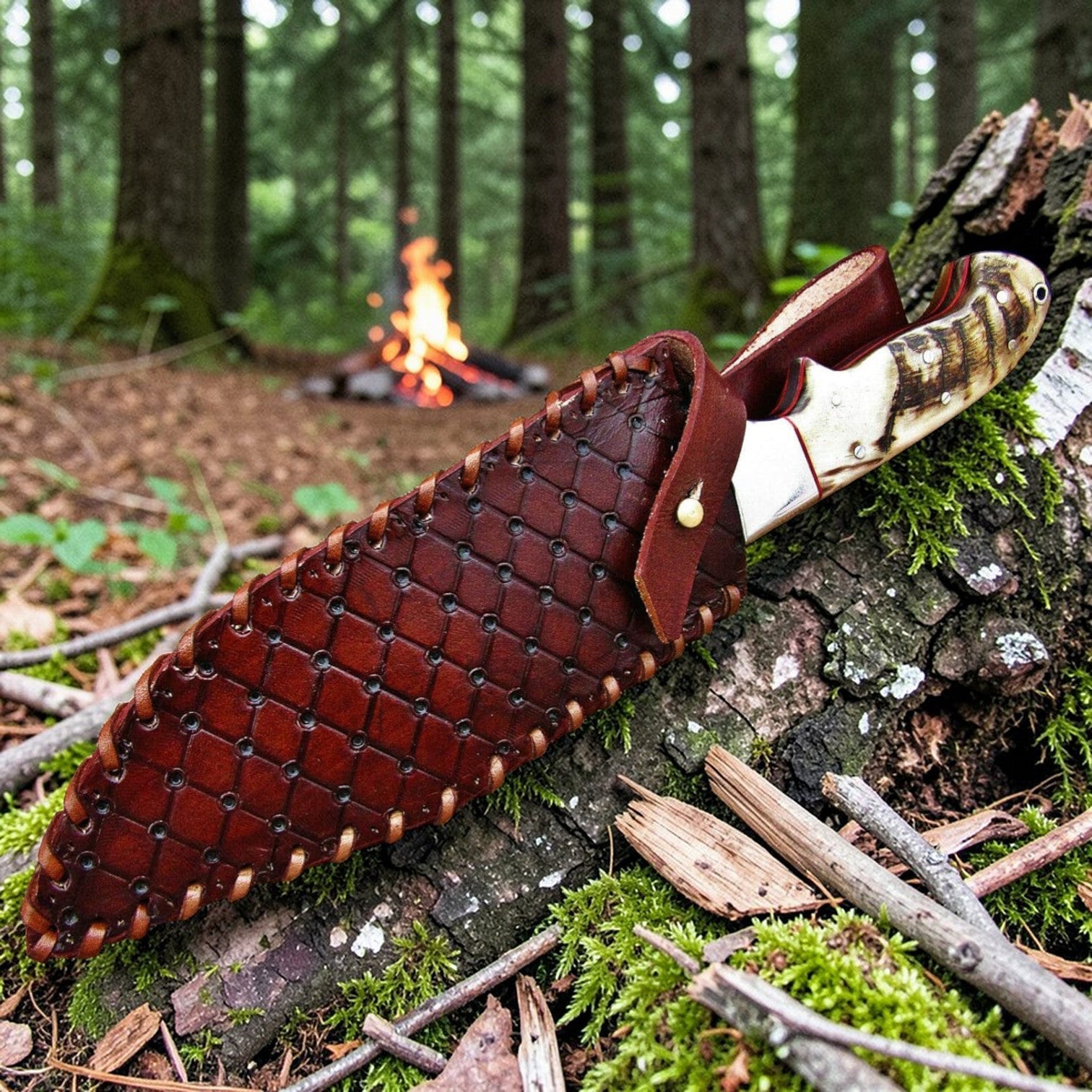 D2 Gut Hook Hunting Knife Ram Horn Handle