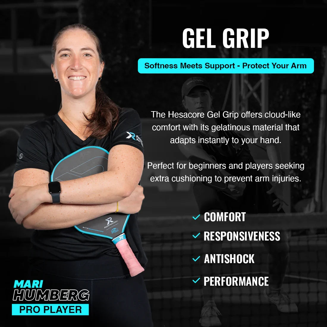 Hesacore Pickleball Gel Grip 5.25 Regular Fit Light Blue