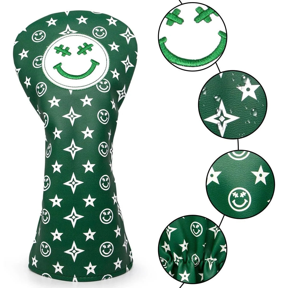 Green Smiley Star Driver Headcover – Good Vibes Only