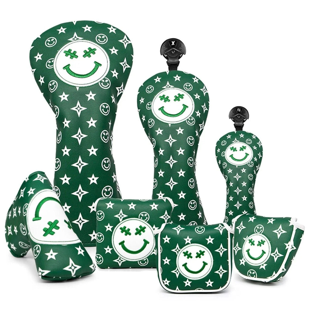 Green Smiley Star Driver Headcover – Good Vibes Only