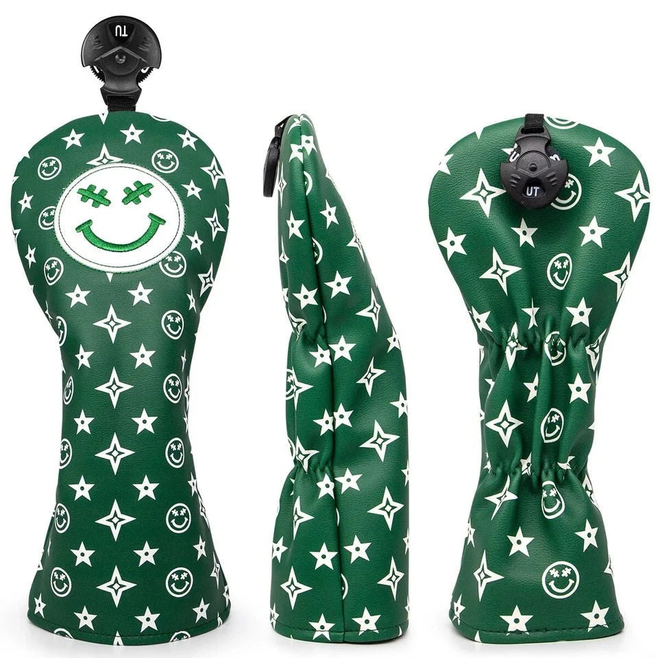 Green Smiley Star Driver Headcover – Good Vibes Only