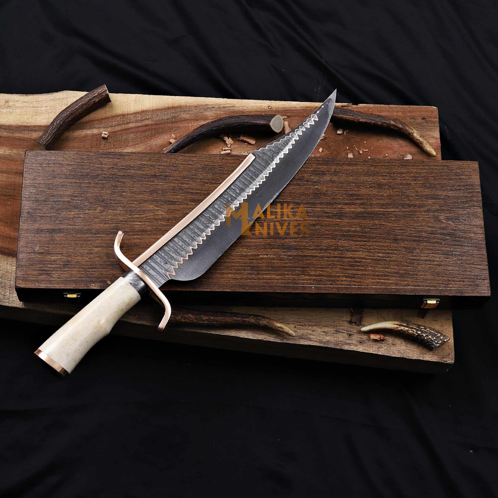 Copper Damascus Alamo Musso Bowie Knife