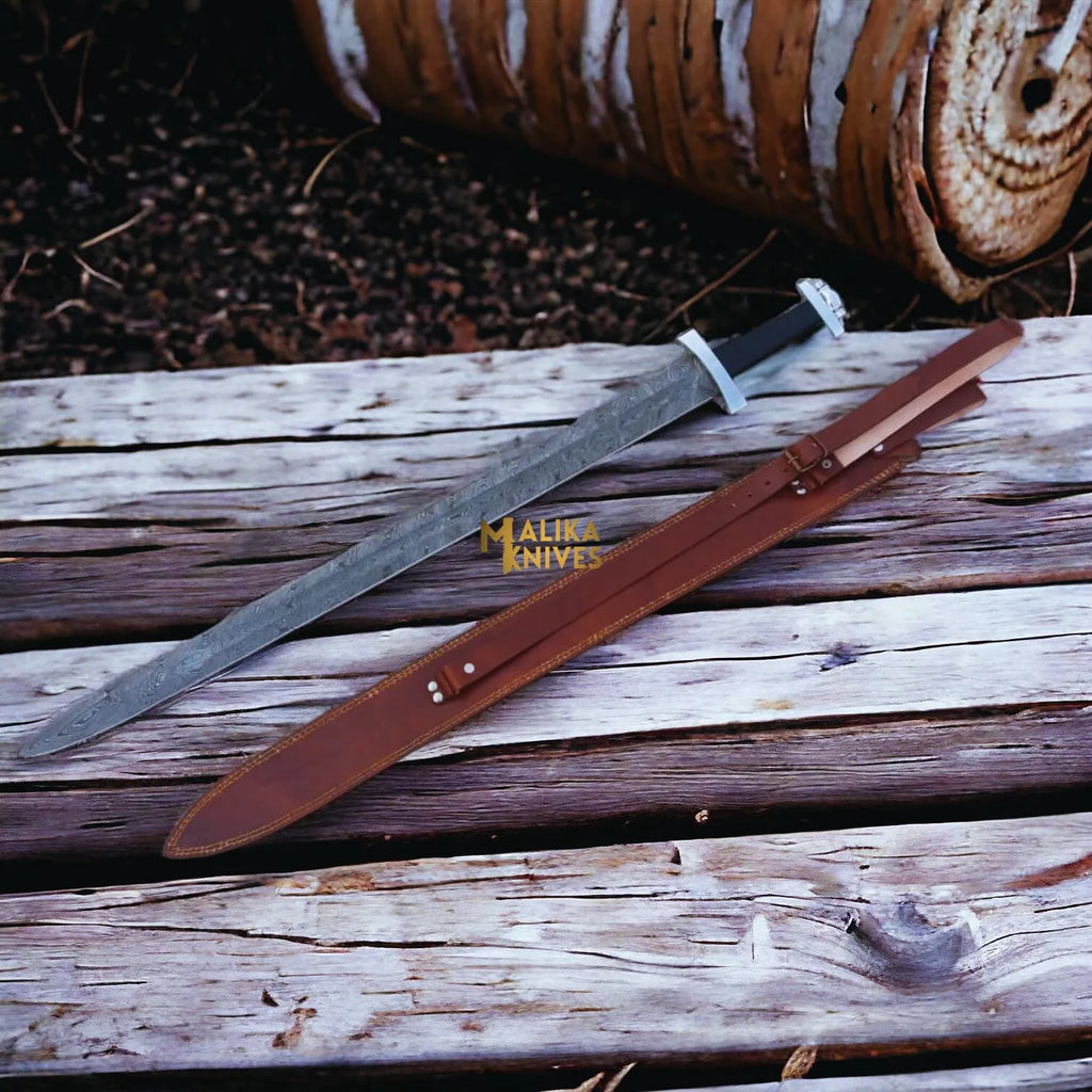 Ulfberht Damascus Viking Sword | Leather Sheath