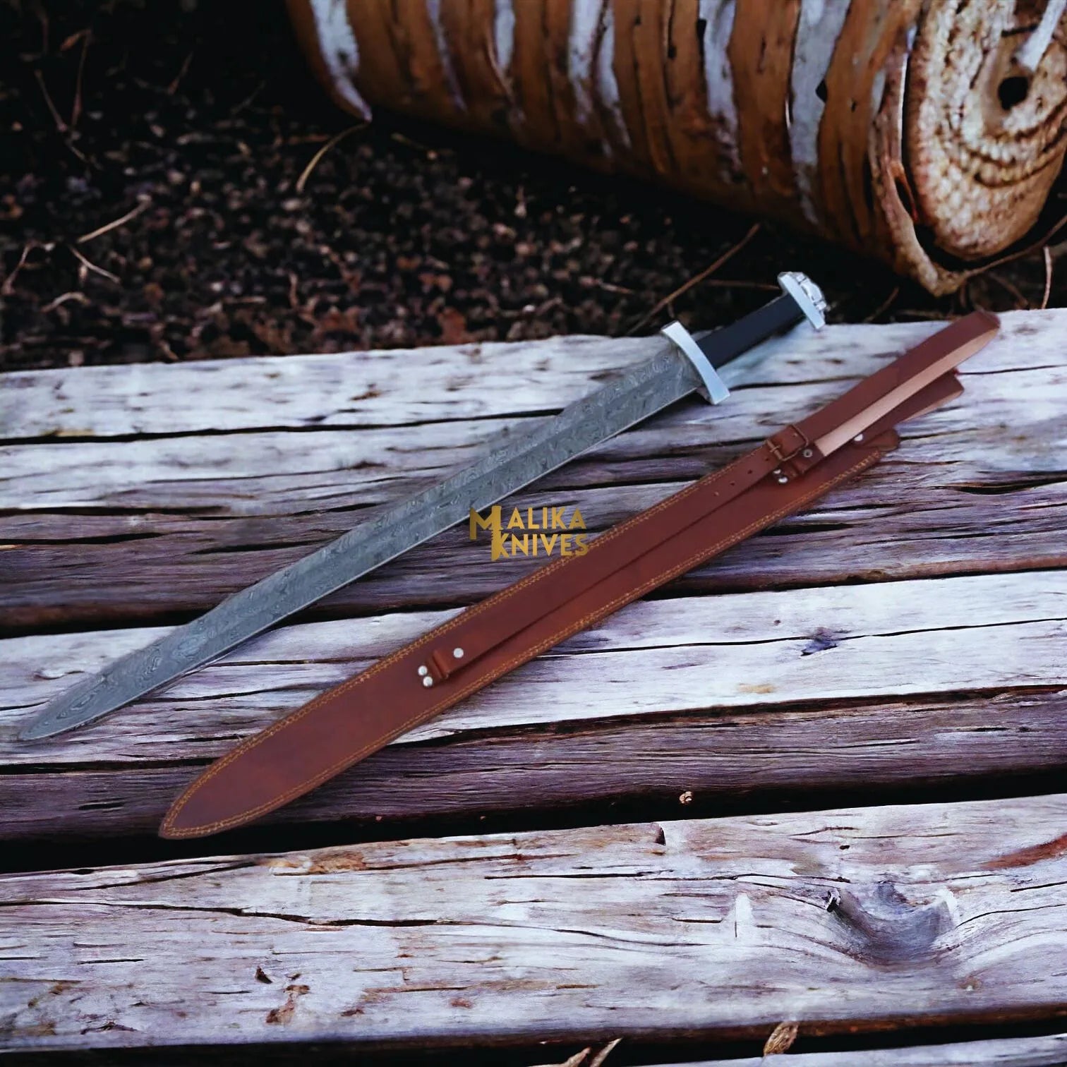 Ulfberht Damascus Viking Sword | Leather Sheath