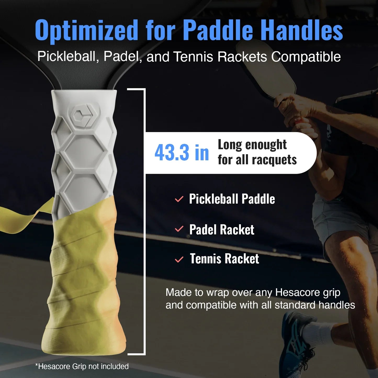 Hesacore Hesatac Pickleball Paddle Overgrip – Yellow