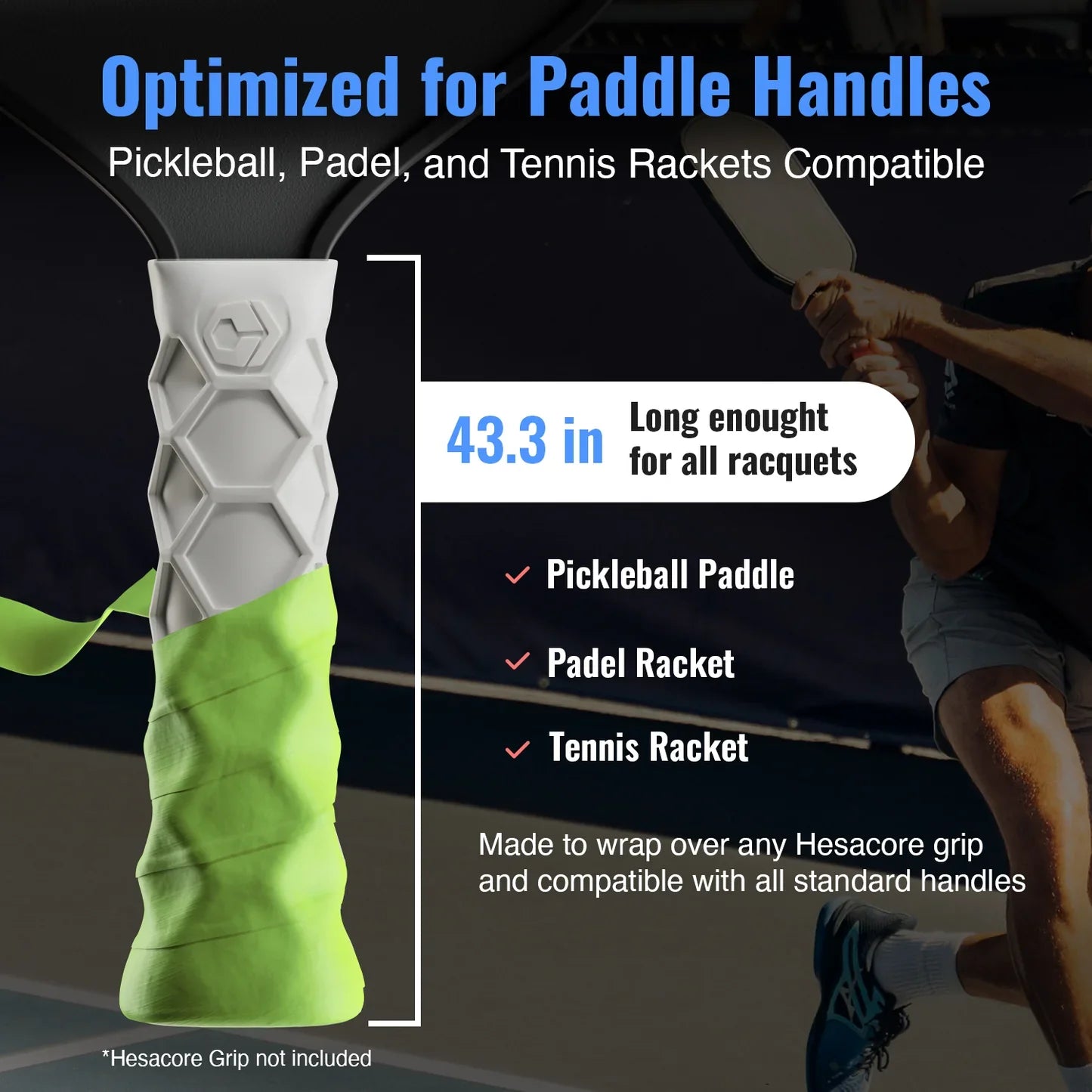 Hesacore Hesatac Pickleball Paddle Overgrip – Neon Green