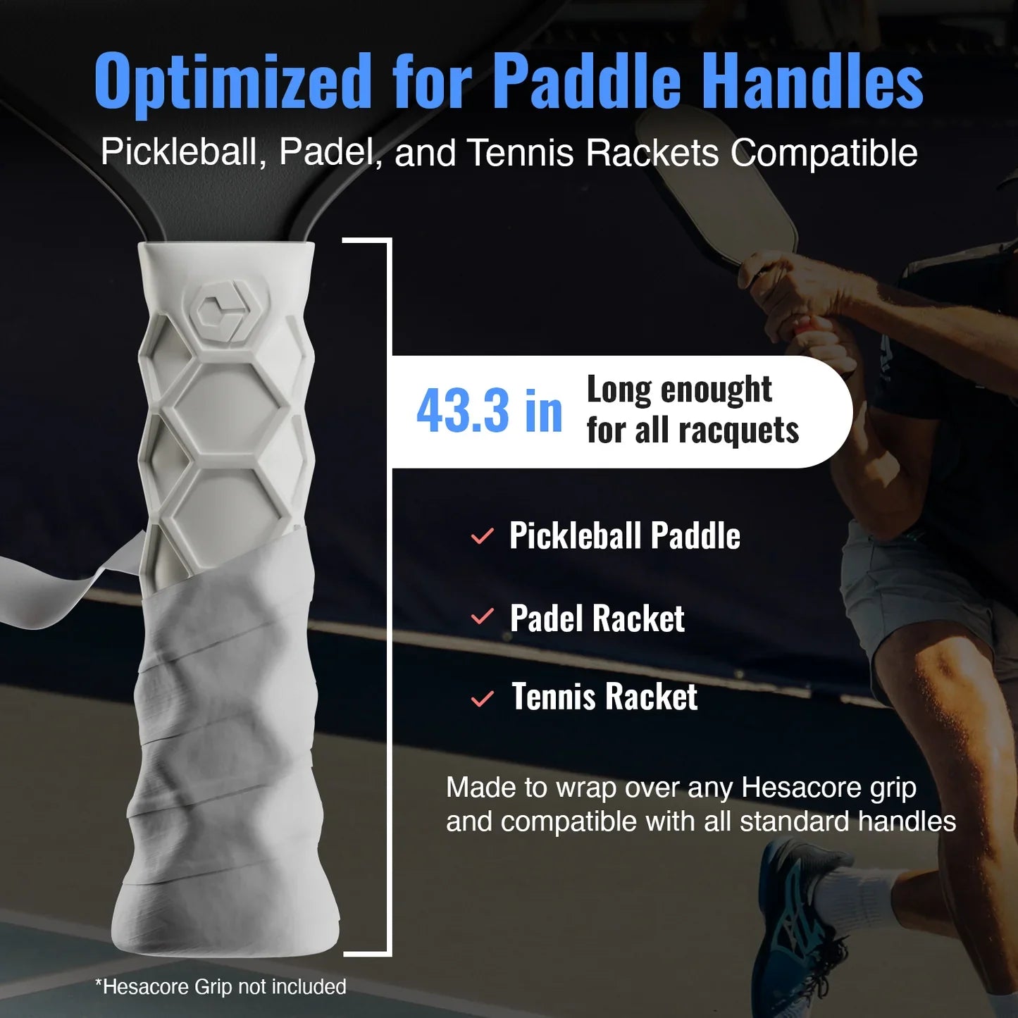 Hesacore Hesatac Pickleball Paddle Overgrip – White