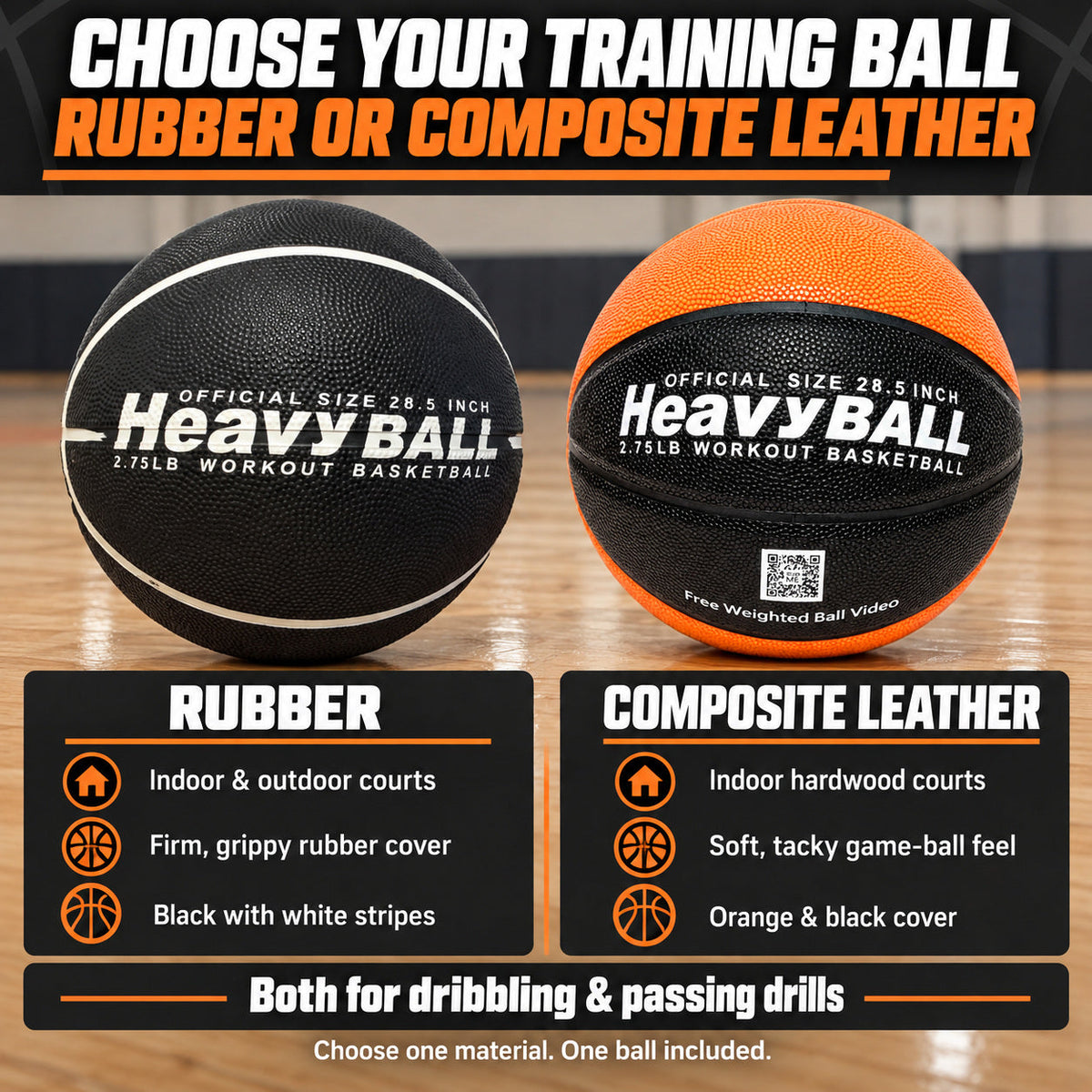 Weighted Basketball HeavyTrainer (3 or 2.75 lbs)