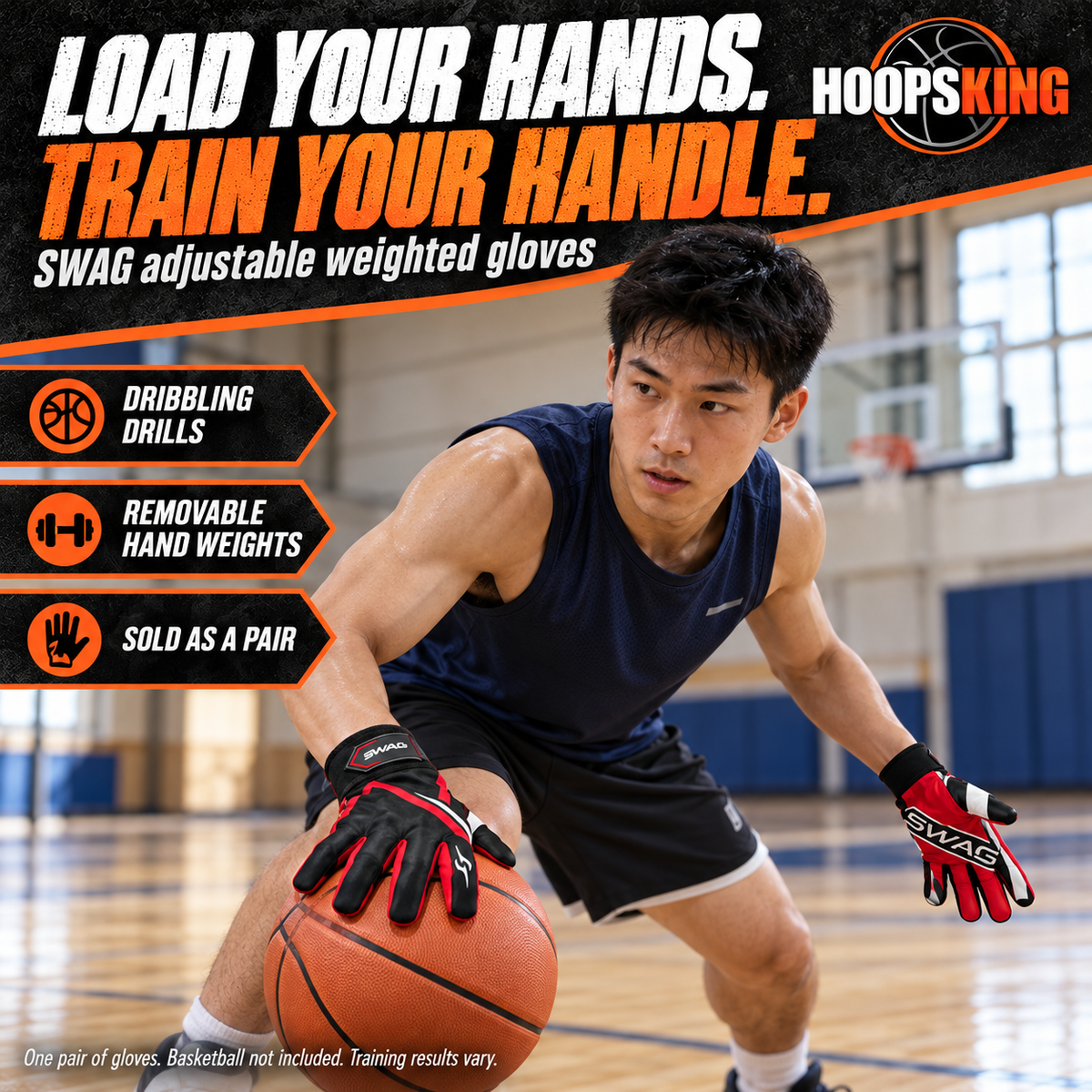 S.W.A.G. Adjustable Weighted Gloves | Men Women | Finger Weights | Basketball, Fitness, Exercise