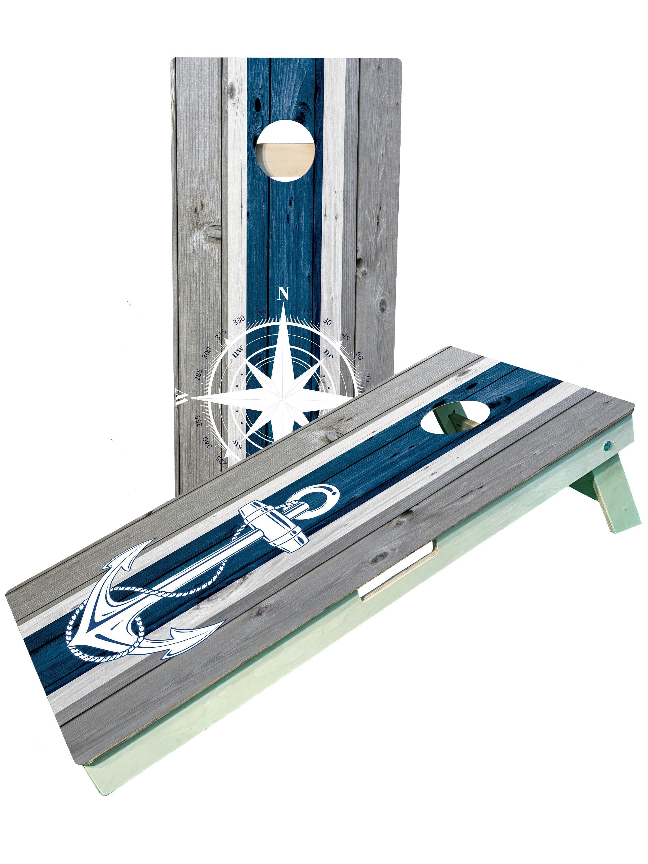 Anchor and Compass Lake Sailing Cornhole Boards