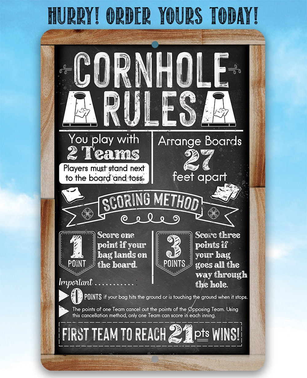 Cornhole Rules - Metal Sign