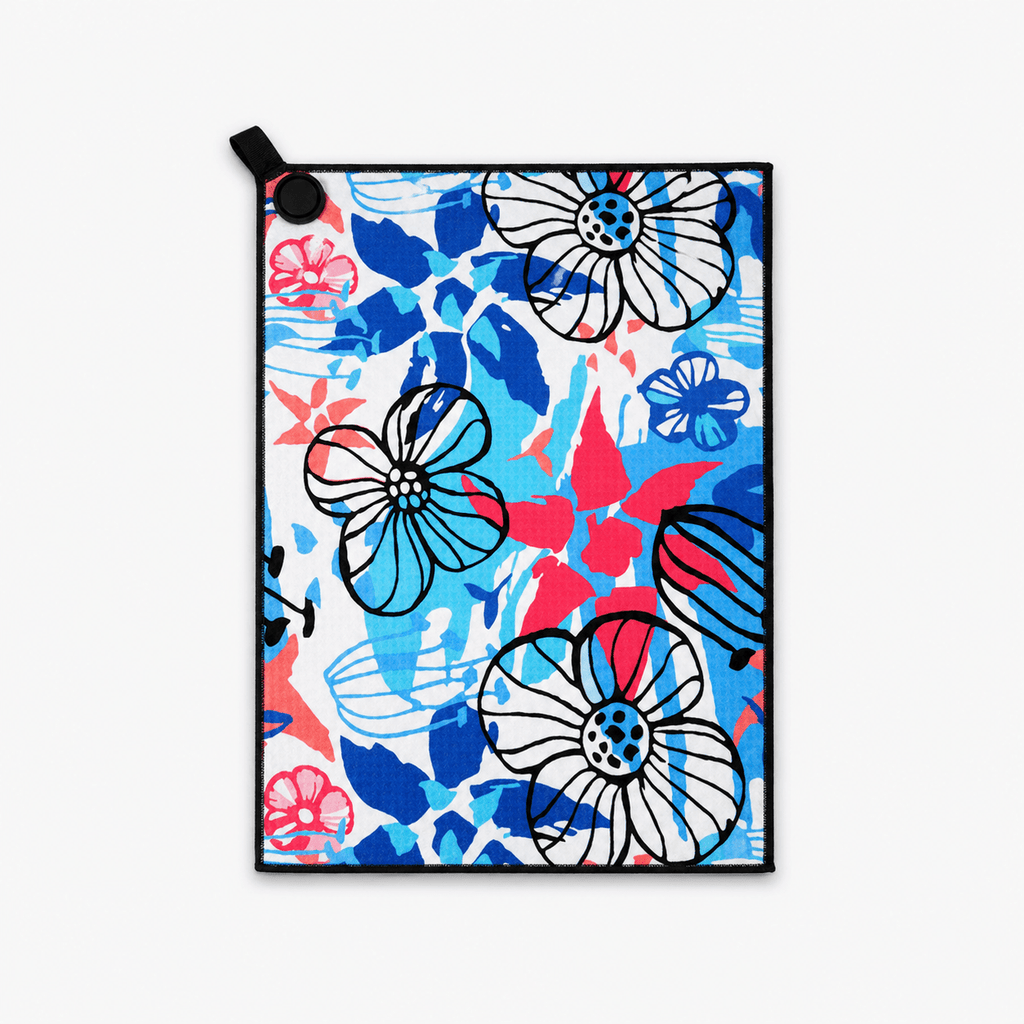 Island Bloom Magnetic Golf Towel | 16" x 24" Floral Golf Bag Towel