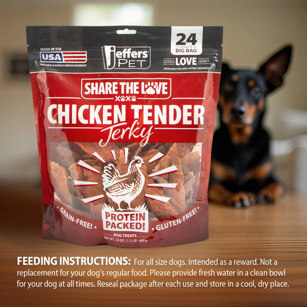 Jeffers High Protein Chicken Jerky Dog Treats, 24 oz - 100% Natural, Grain-free, Gluten-free, Made in USA