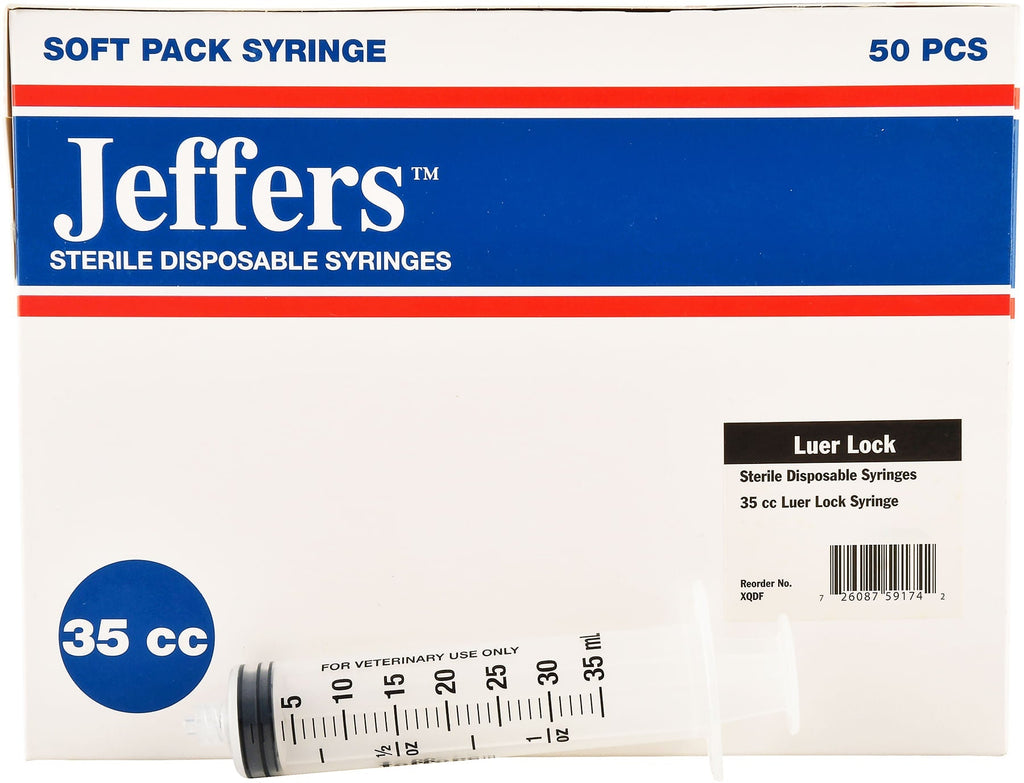 Jeffers Luer Lock Syringes, Boxes of 100