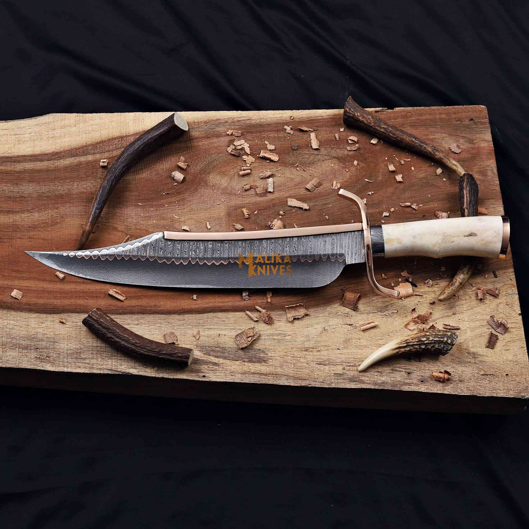 Copper Damascus Alamo Musso Bowie Knife