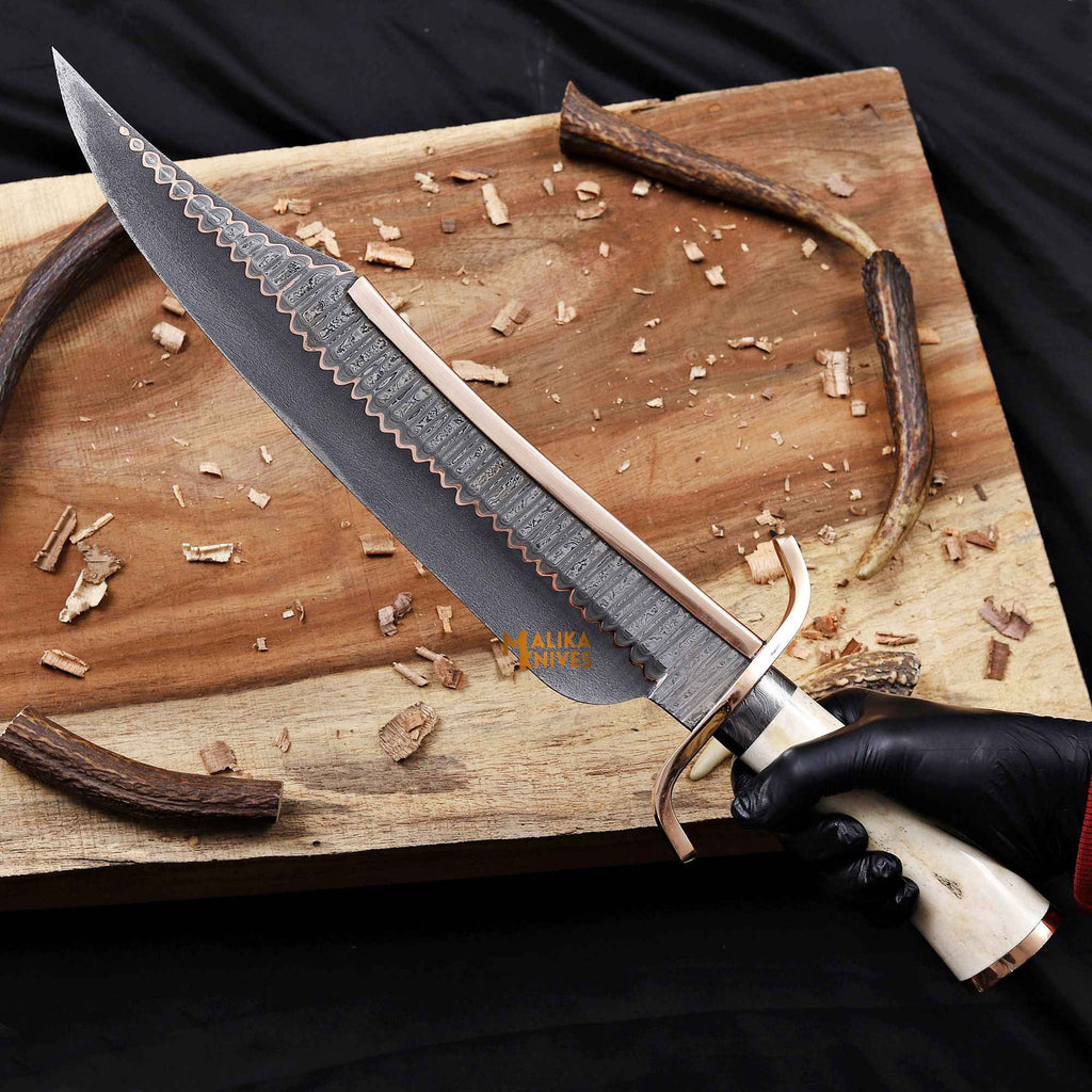 Copper Damascus Alamo Musso Bowie Knife