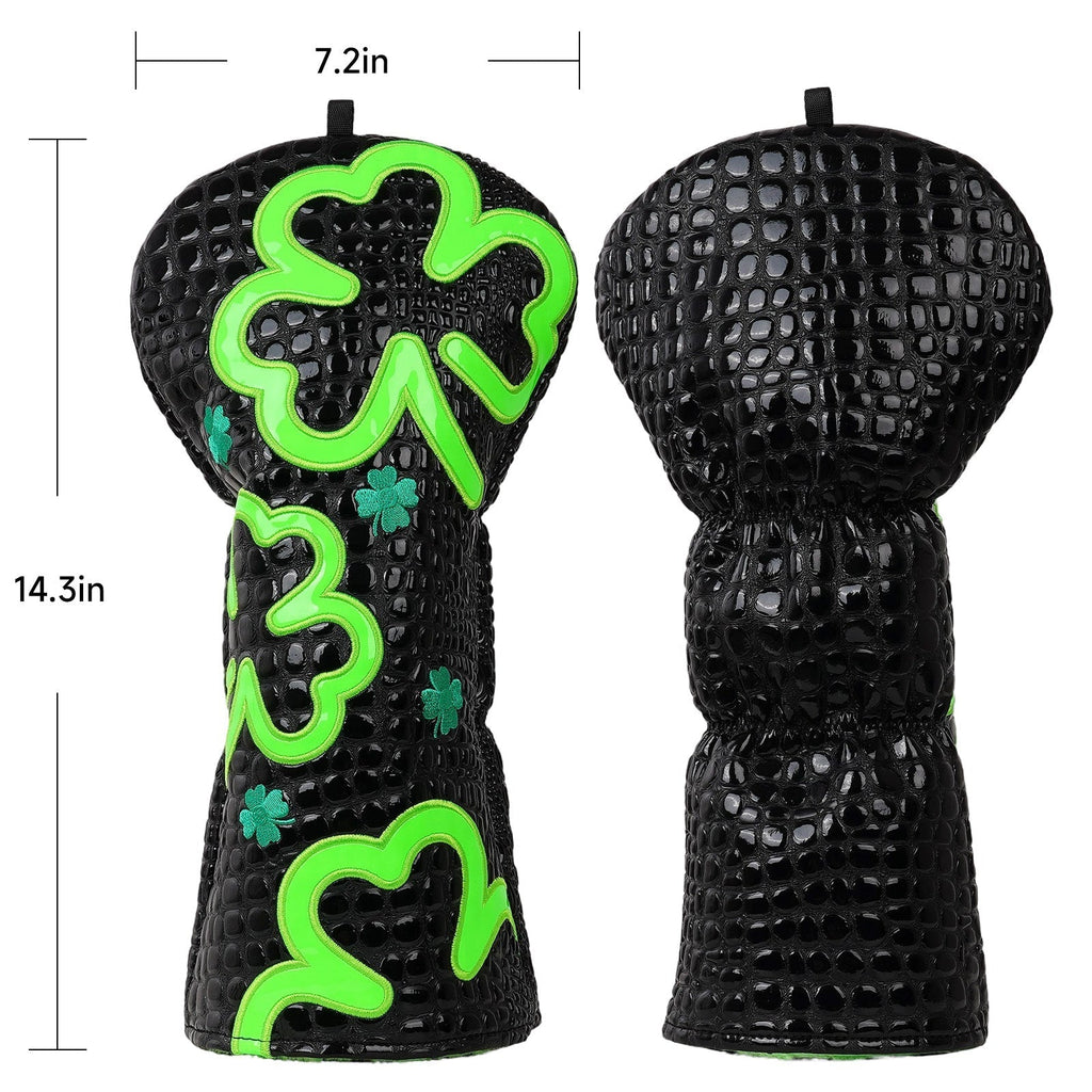 Lucky Shamrock Driver Headcover – Black & Neon Green