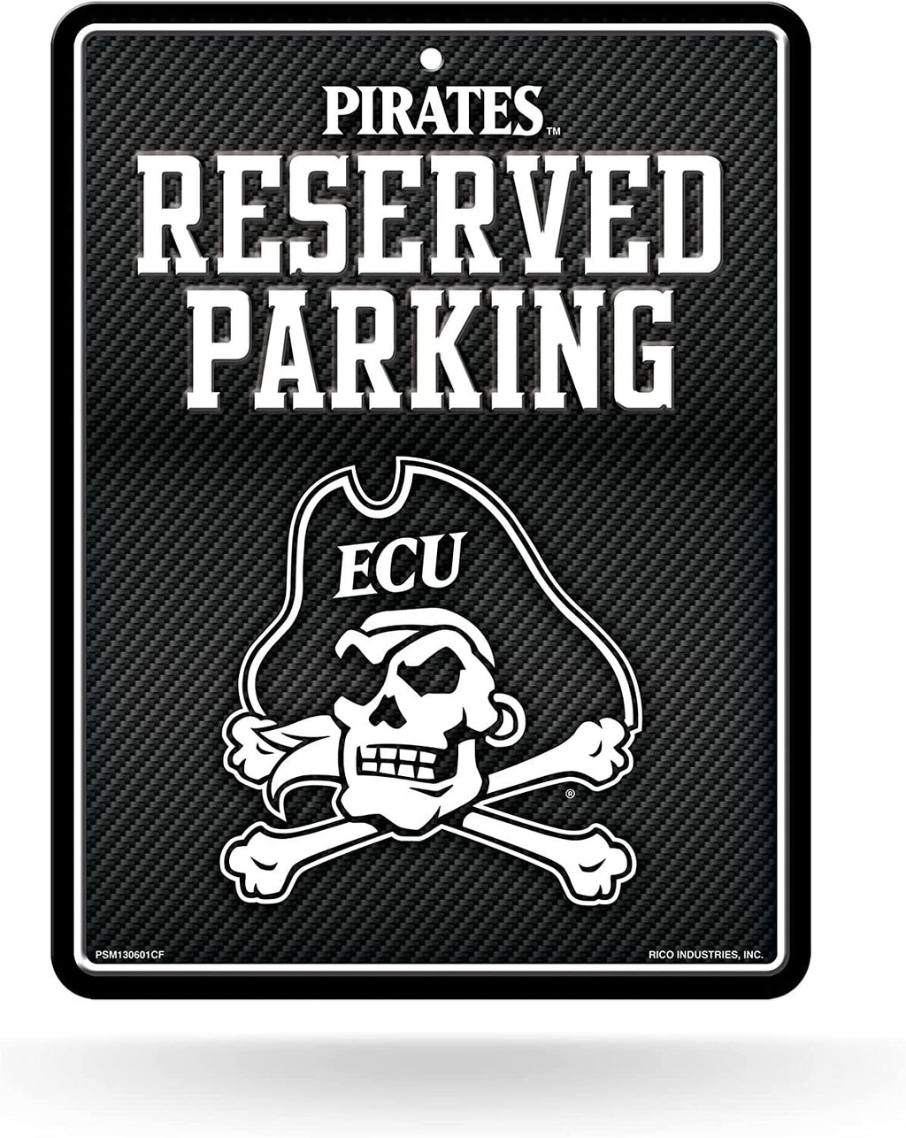 East Carolina University Pirates ECU Metal Parking Novelty Wall Sign 8.5 x 11 Inch Carbon Fiber Design