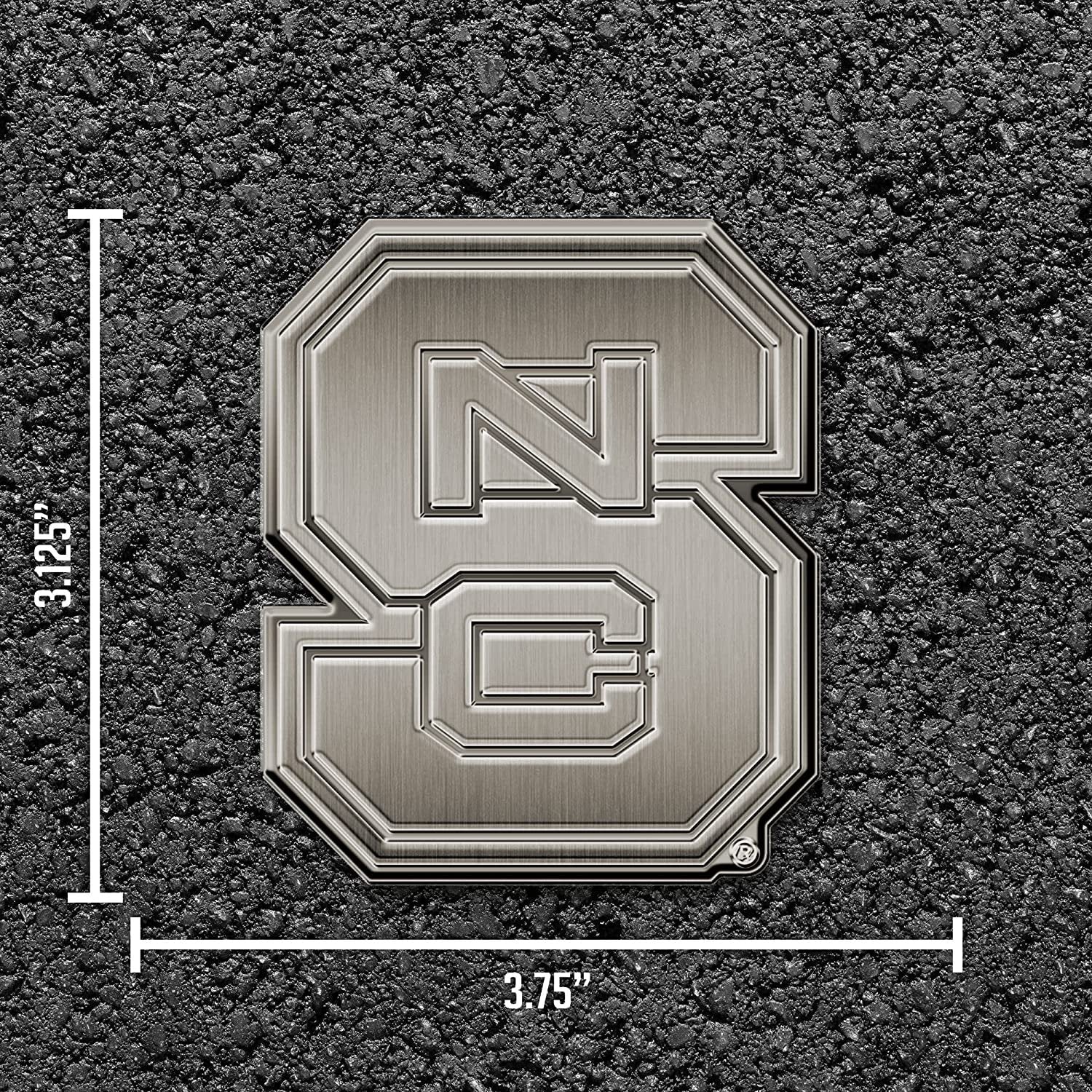 North Carolina State University Wolfpack Solid Metal Auto Emblem Antique Nickel for Car/Truck/SUV