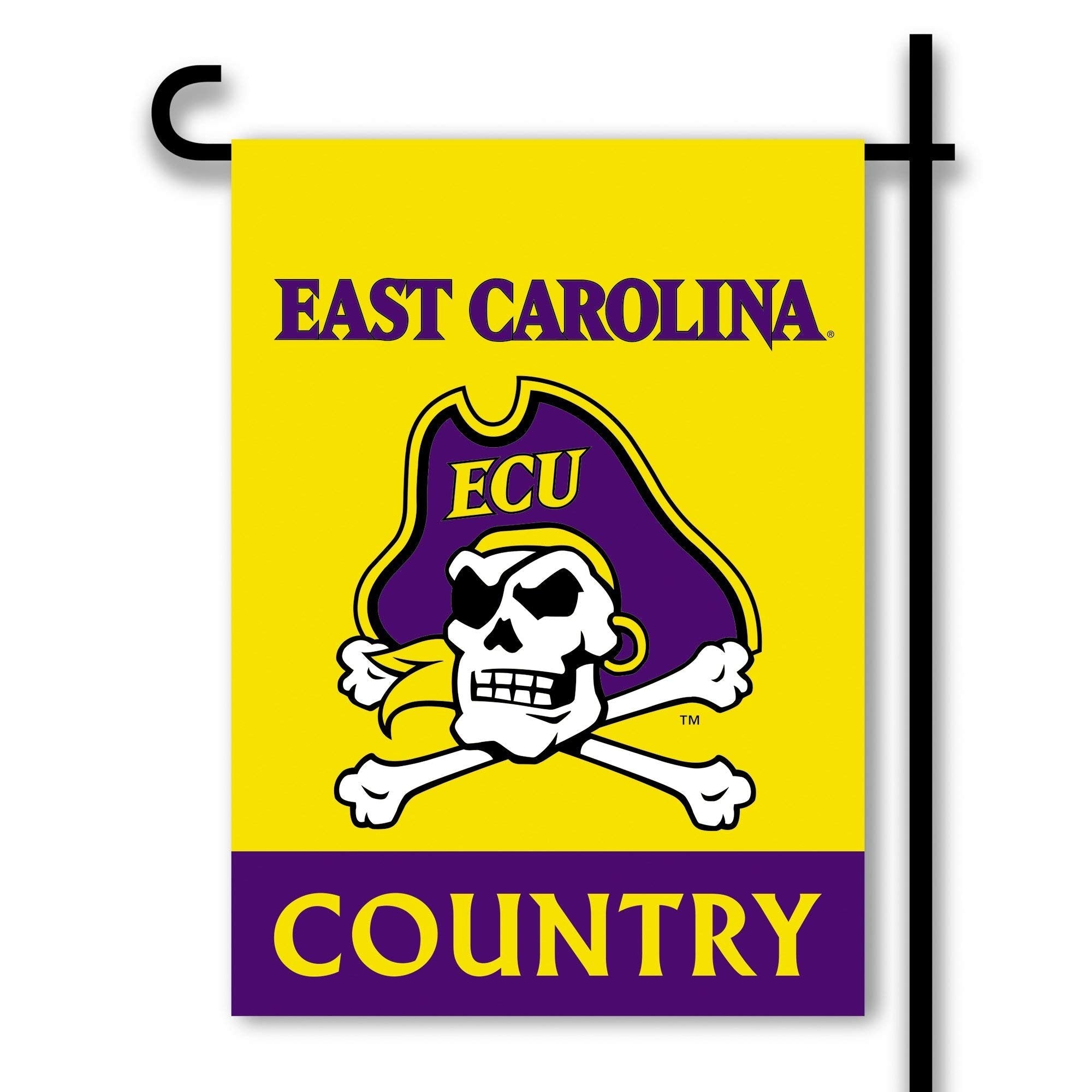 East Carolina University Pirates Premium Double Sided Garden Flag, 13x18 Inch, Country Design, Display Pole Sold Separately