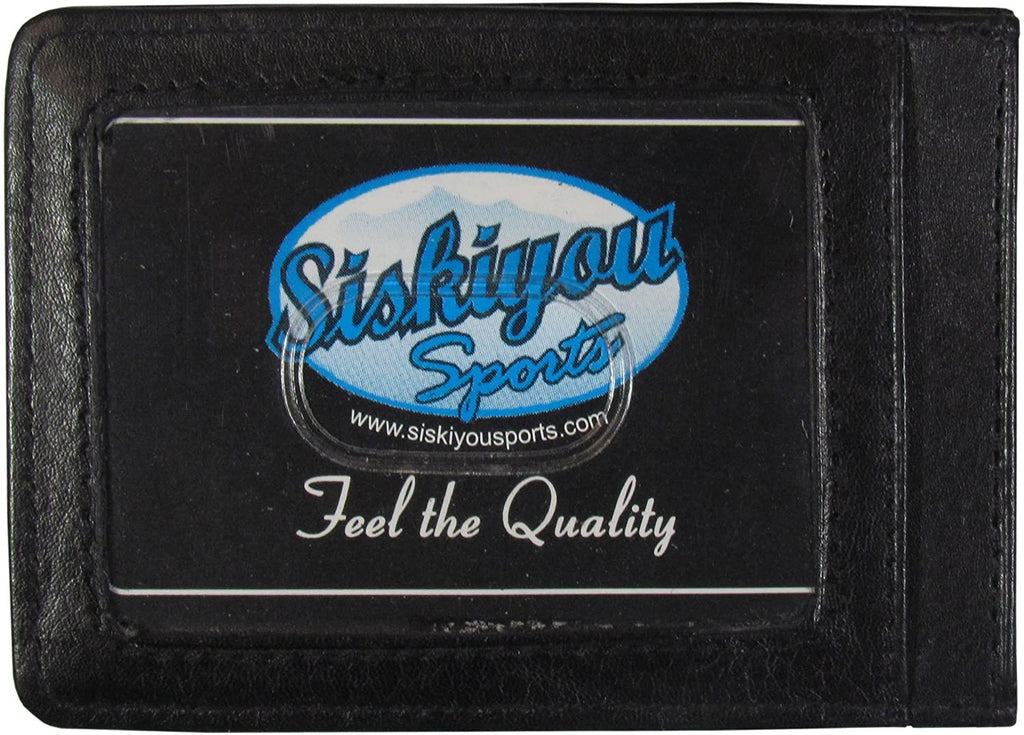 North Carolina State University Wolfpack Black Leather Wallet, Front Pocket Magnetic Money Clip, Printed Logo