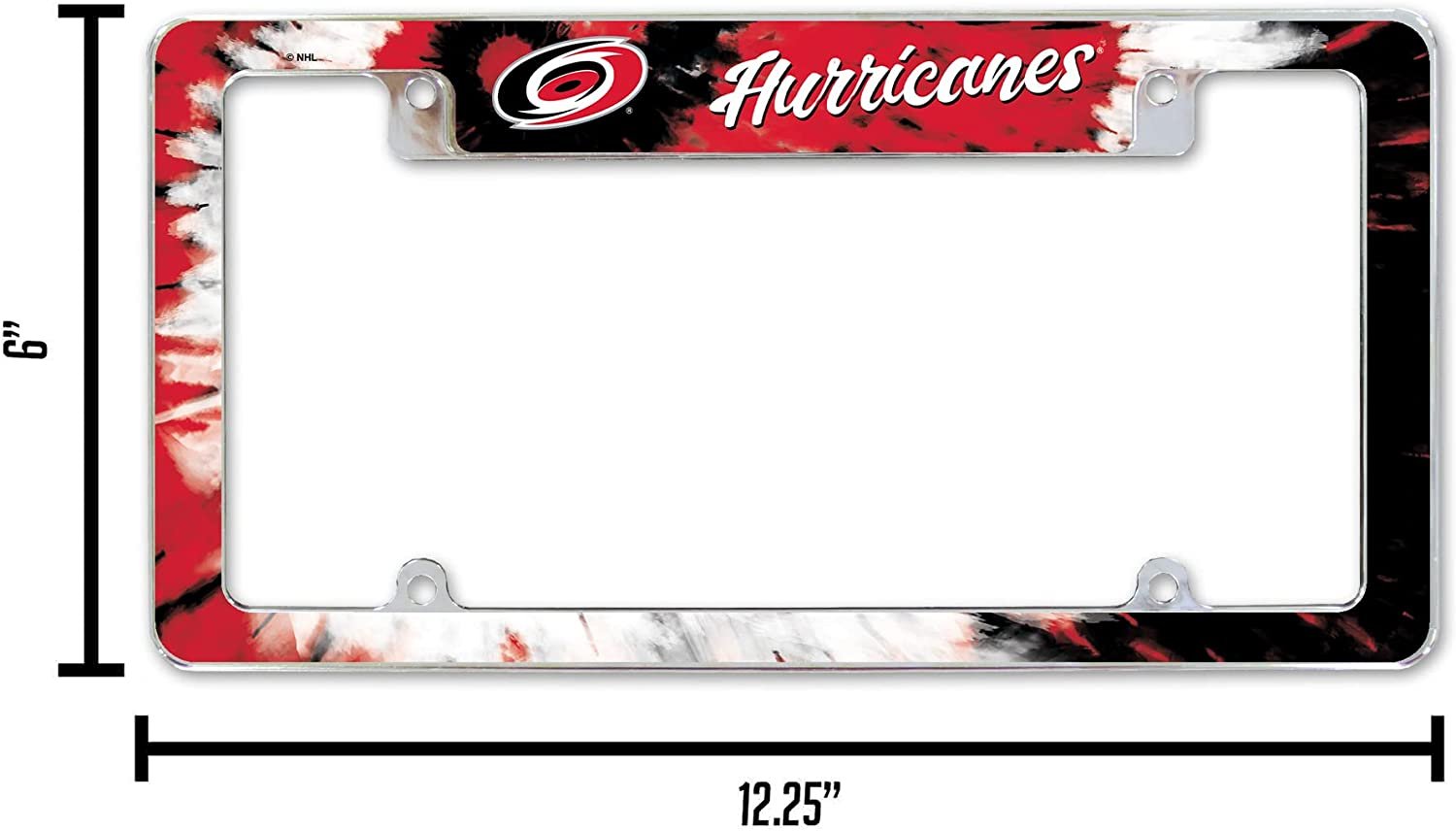 Carolina Hurricanes Metal License Plate Frame Chrome Tag Cover Tie Dye Design 6x12 Inch