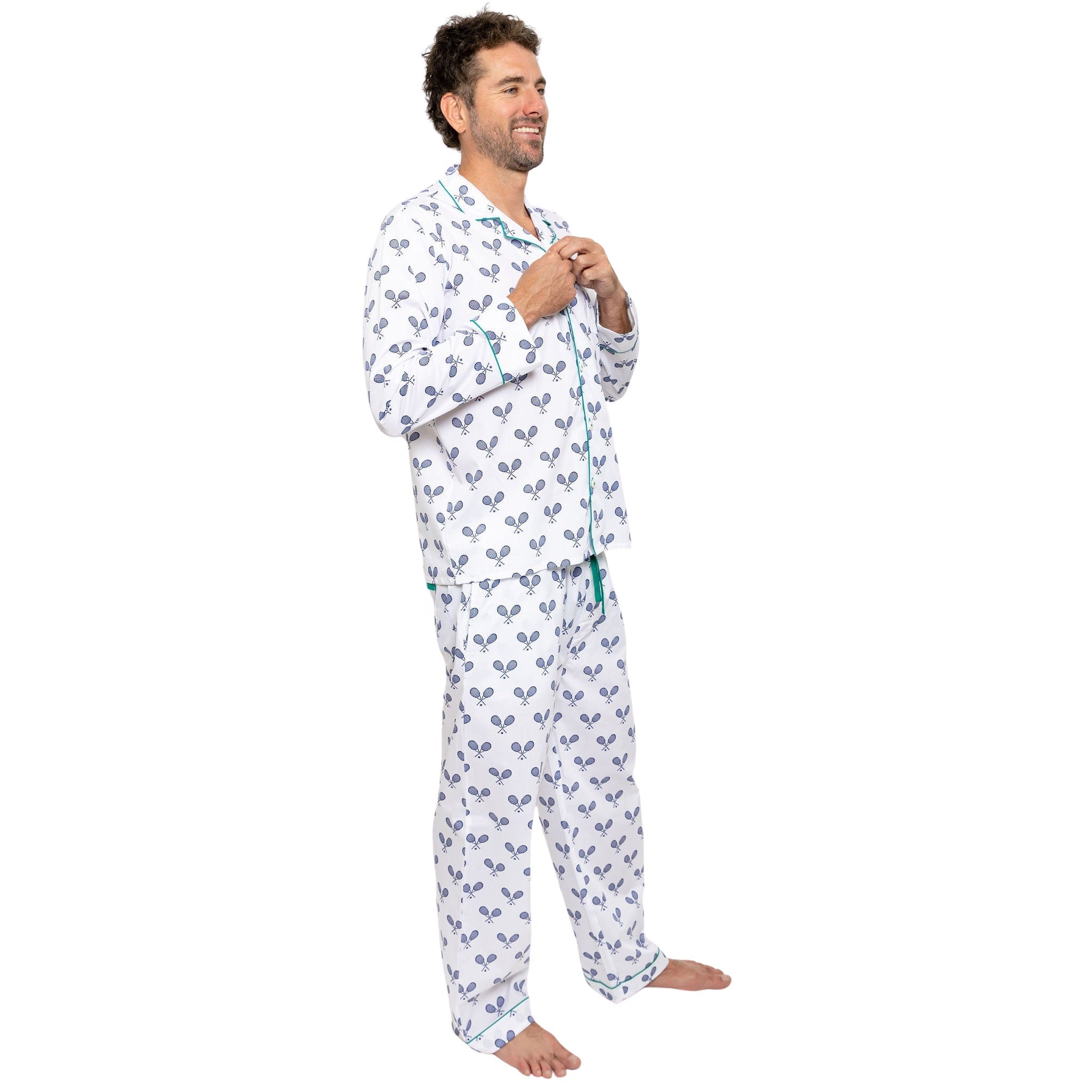 Men's Tennis Navy Long PJ Set