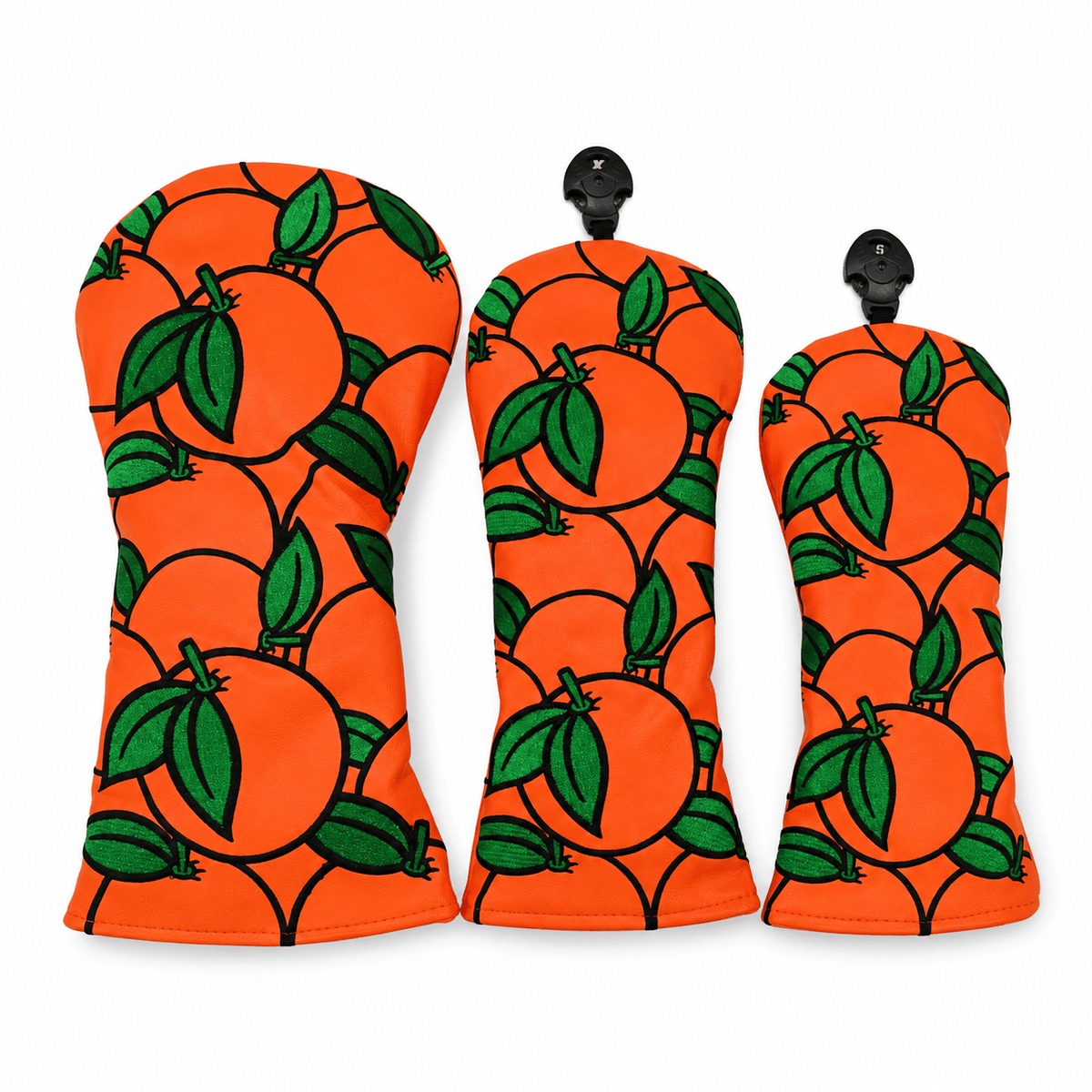 Orange Crush Headcover Set (Driver + Fairway + Hybrid) | Optional Mallet Putter Cover