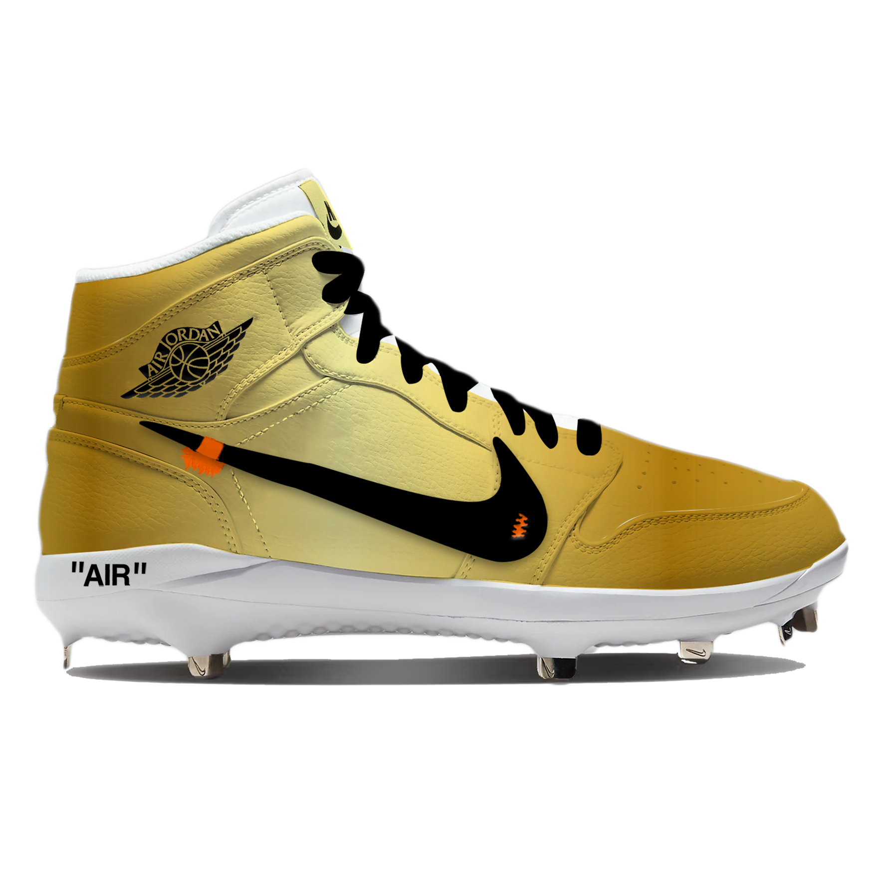 "OW Gold" Jordan 1 Retro Cleats