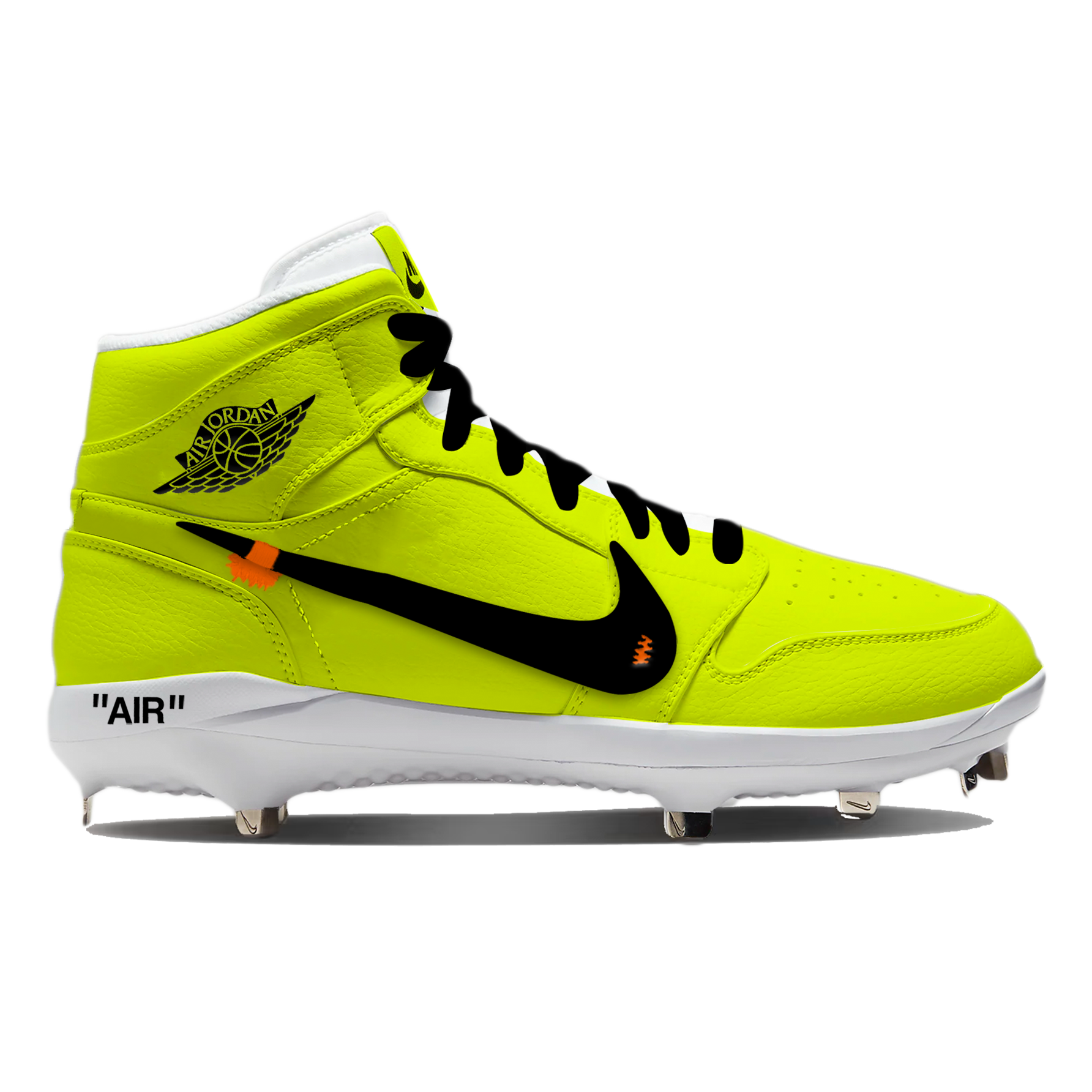 "OW Volt" Jordan 1 Retro Cleats