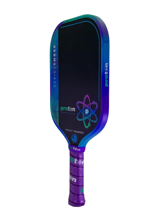 Proton Project Peacock 15mm Elongated Black/Jade/Plum Pickleball Paddle & Cover