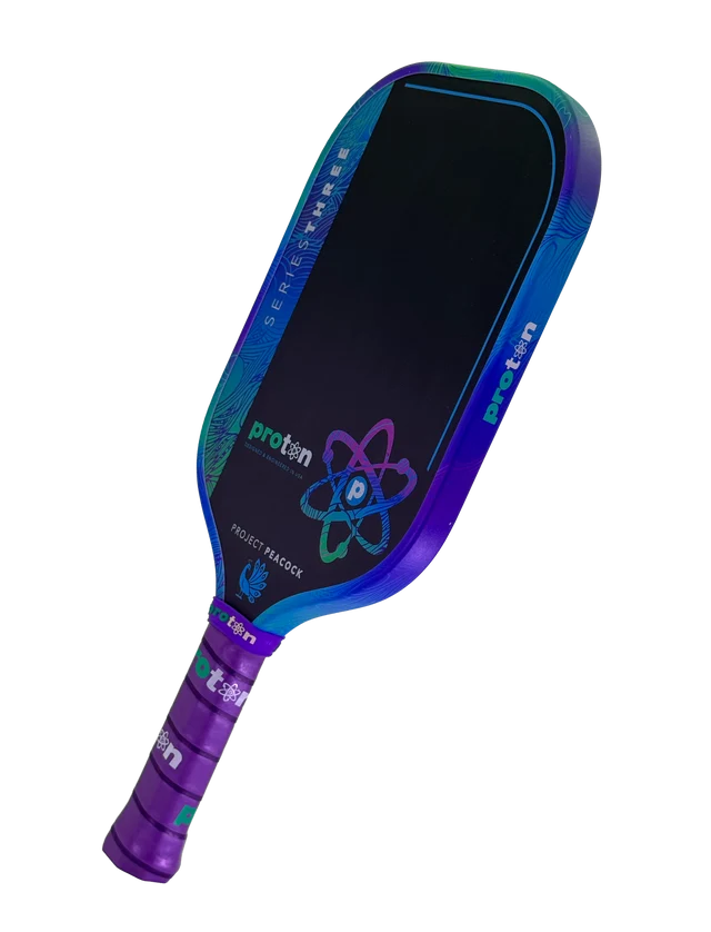 Proton Project Peacock 15mm Elongated Black/Jade/Plum Pickleball Paddle & Cover