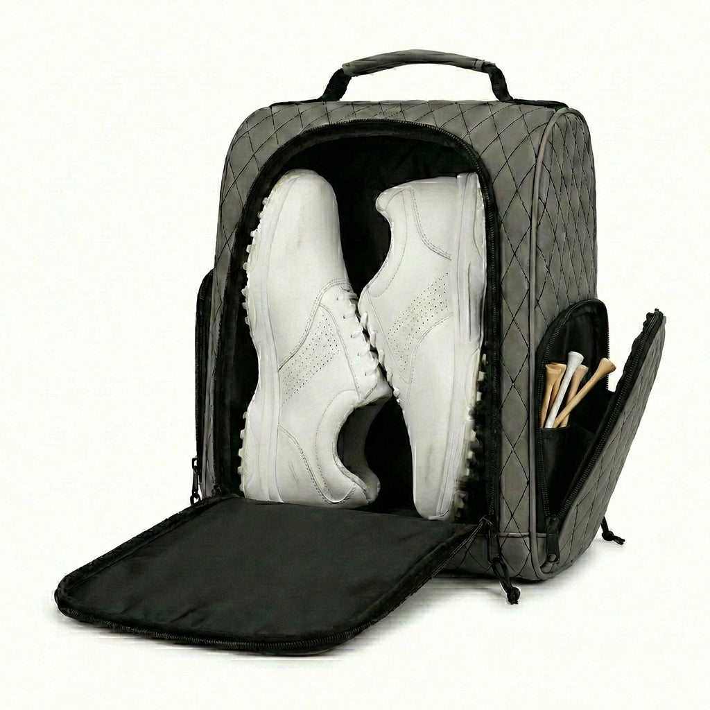Premium Golf Shoe Bag – Vented Leather Shoe Storage