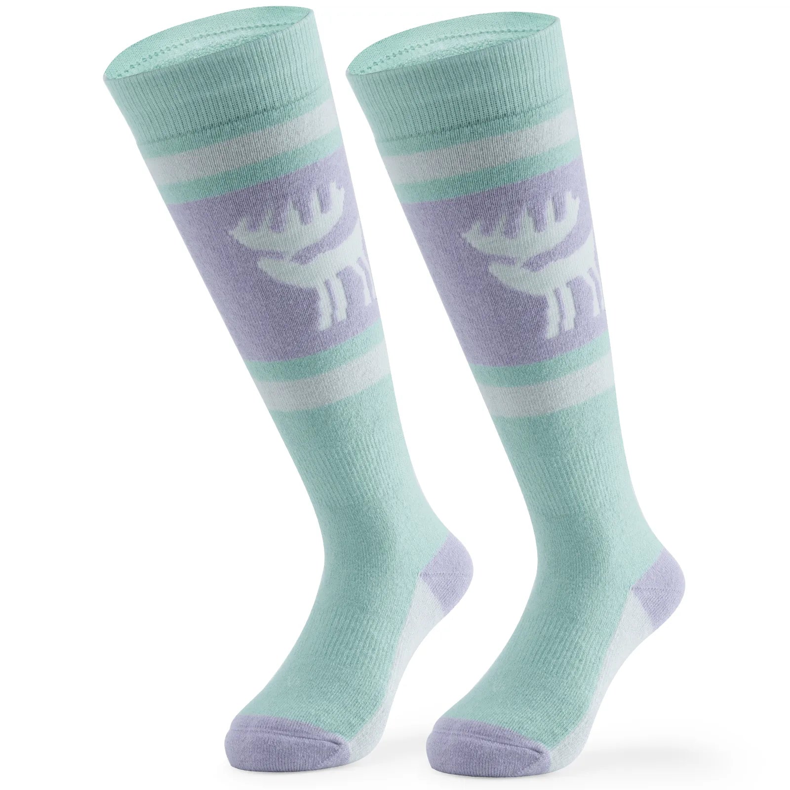 Wool Blend Kids Ski Socks, Knee-high Warm Thermal Snowboard Skating Socks for Boys & Girls