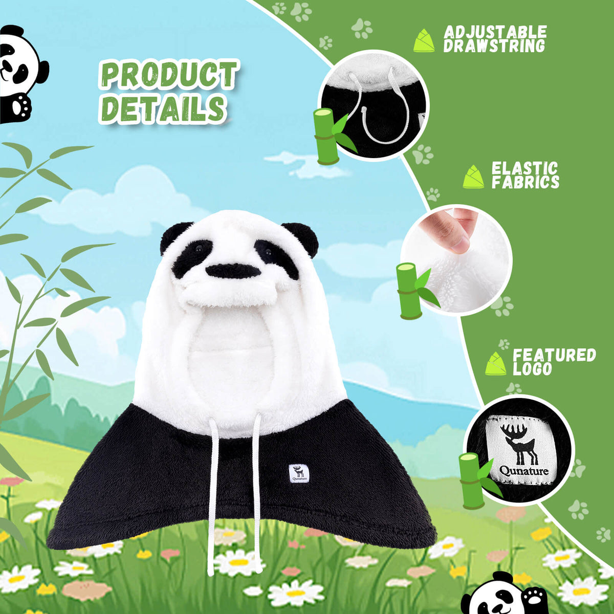 Qunature Panda Head Cover for Kids and Adults