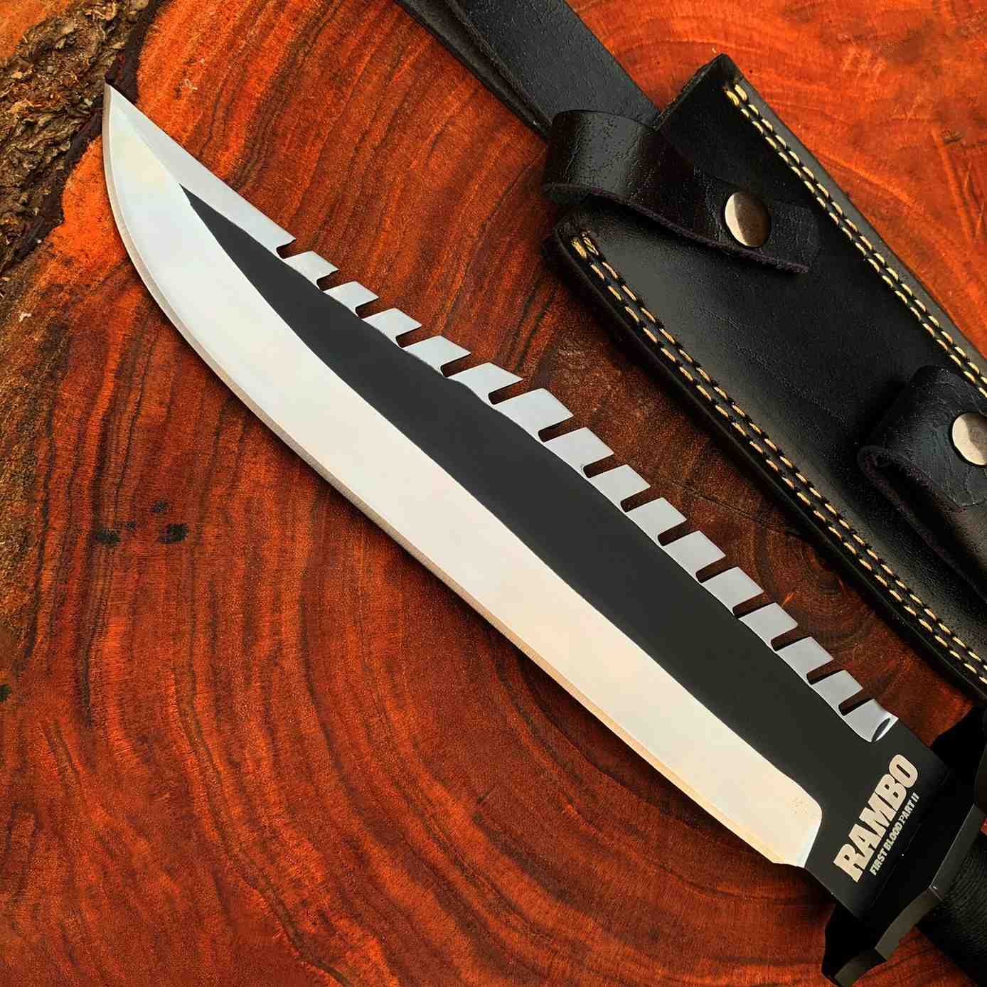 Rambo First Blood Part II Replica Knife – 16" Survival Knife with Leather Sheath
